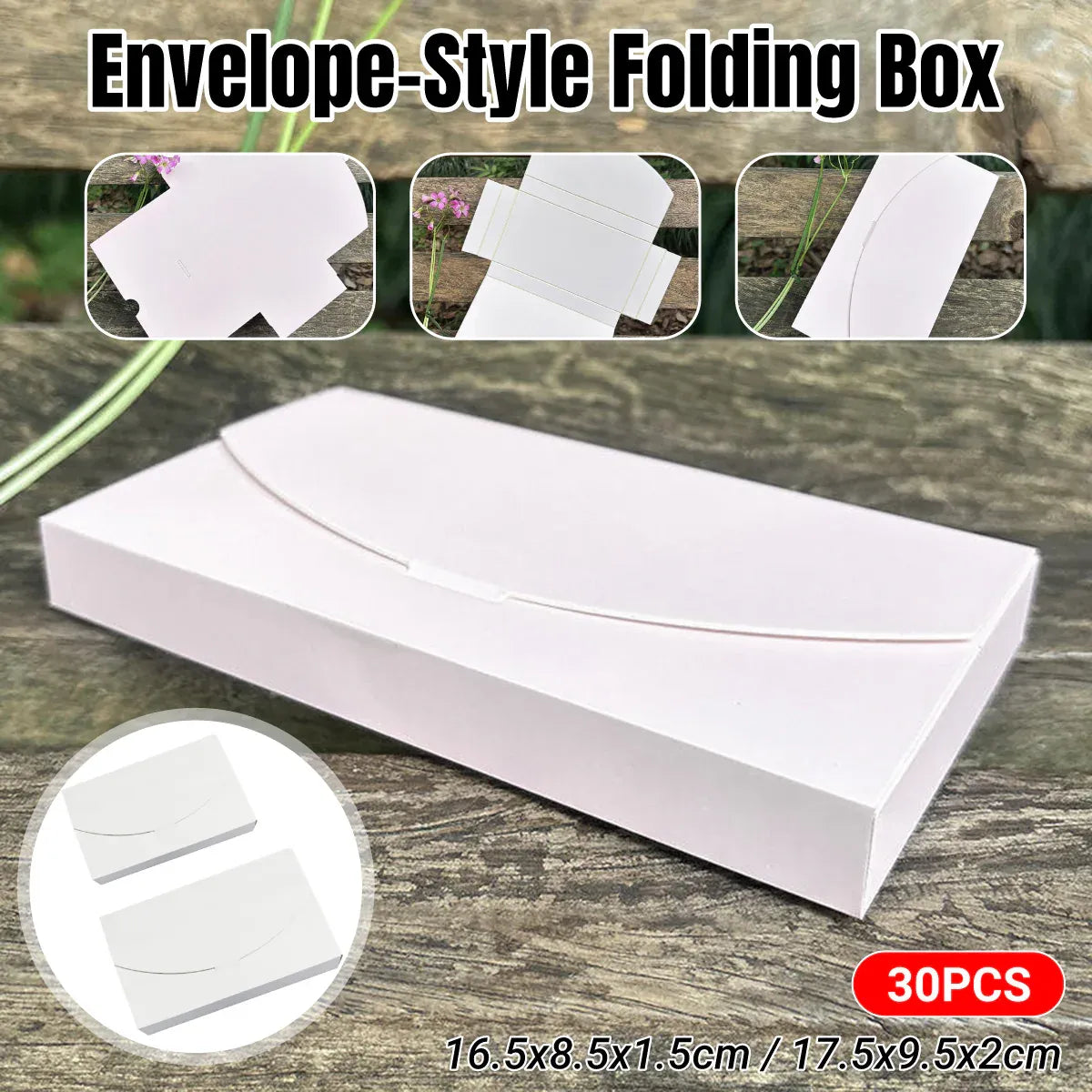 30PCS Envelope Style Folding Box White Cardboard for Mail Wedding Party Favors - 17.5x9.5x2cm