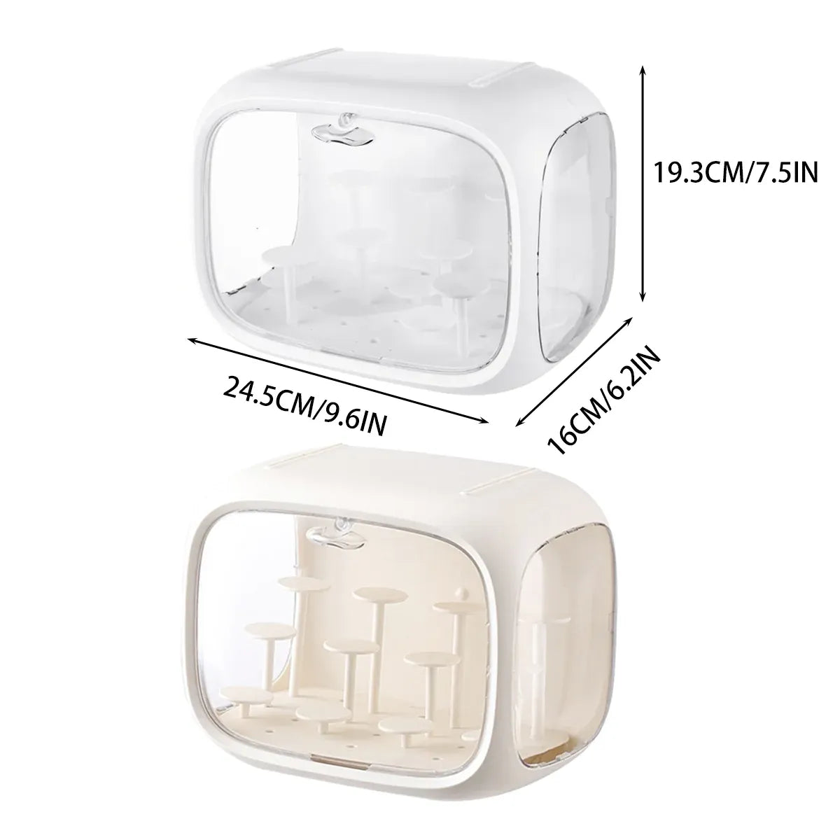 Doll Storage Box Display Rack Space Capsule For Doll Collection Organization - Porcelain White