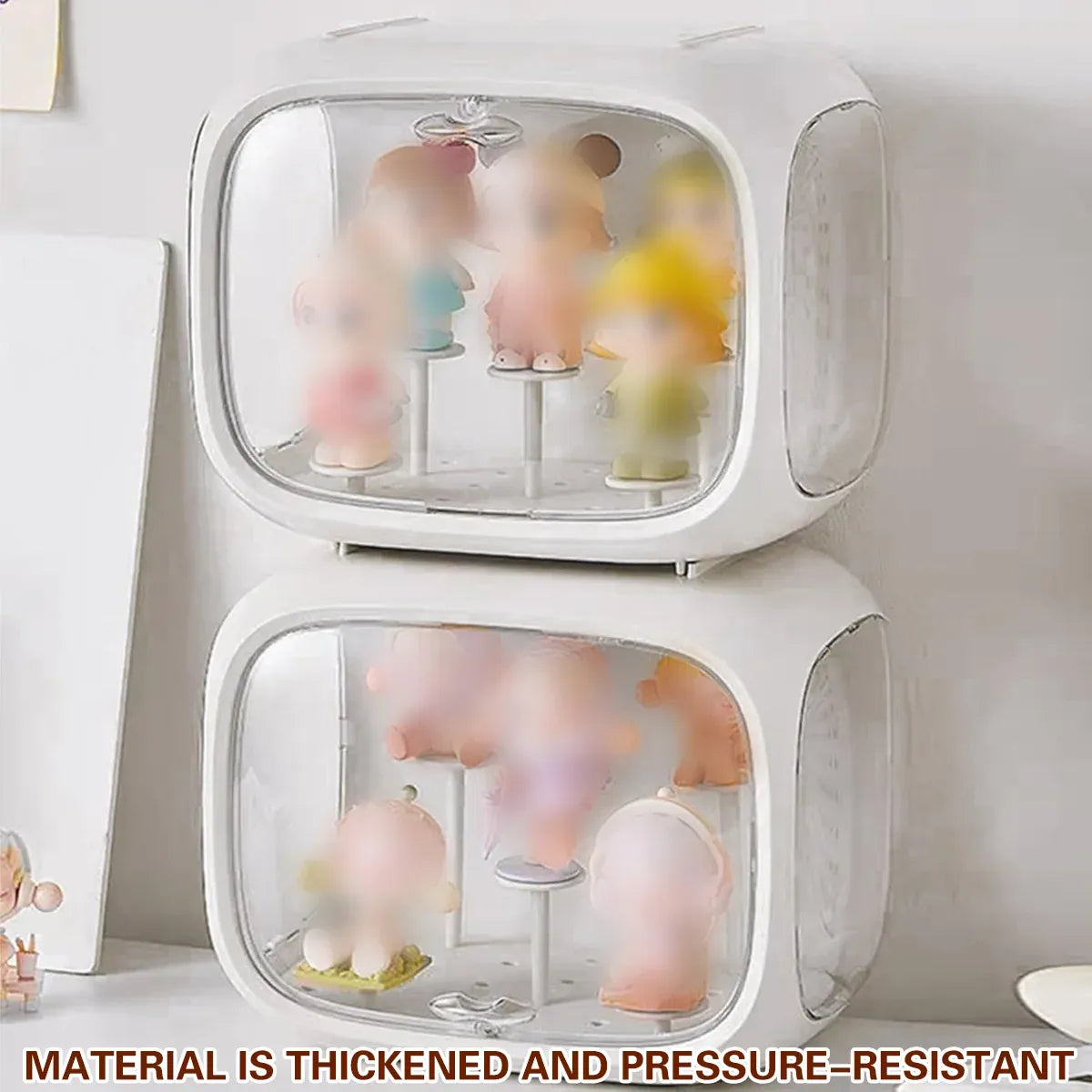Doll Storage Box Display Rack Space Capsule For Doll Collection Organization - Porcelain White