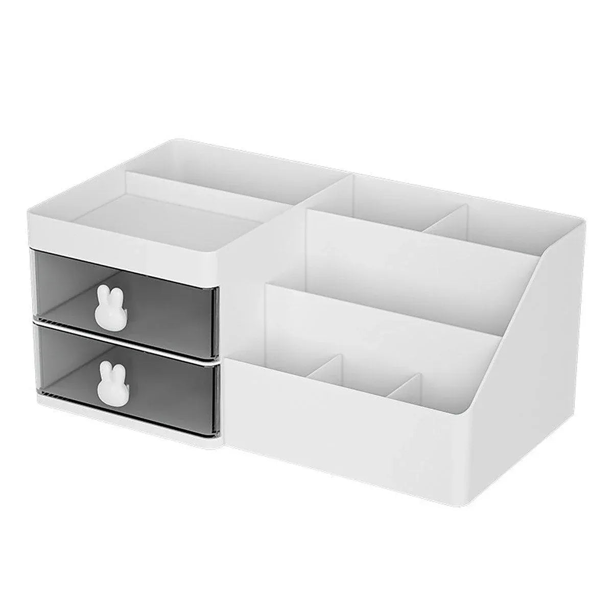 Cartoon Drawer Type Cosmetic Jewelry Storage Box Desktop Student Stationery Box - White