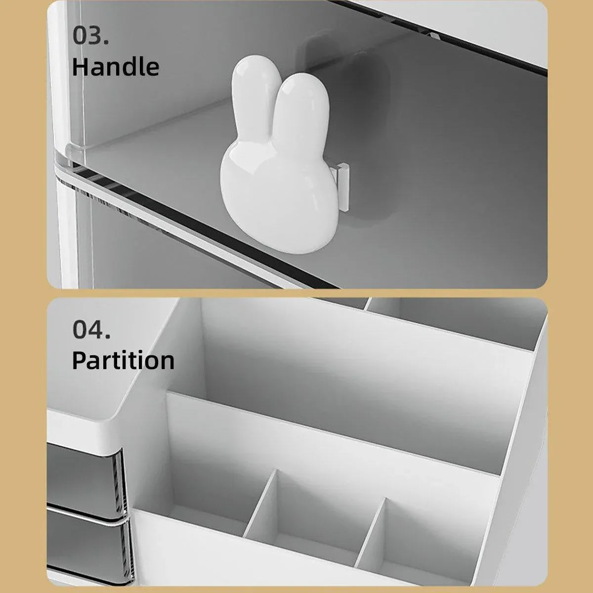 Cartoon Drawer Type Cosmetic Jewelry Storage Box Desktop Student Stationery Box - White