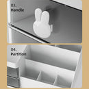 Cartoon Drawer Type Cosmetic Jewelry Storage Box Desktop Student Stationery Box - White