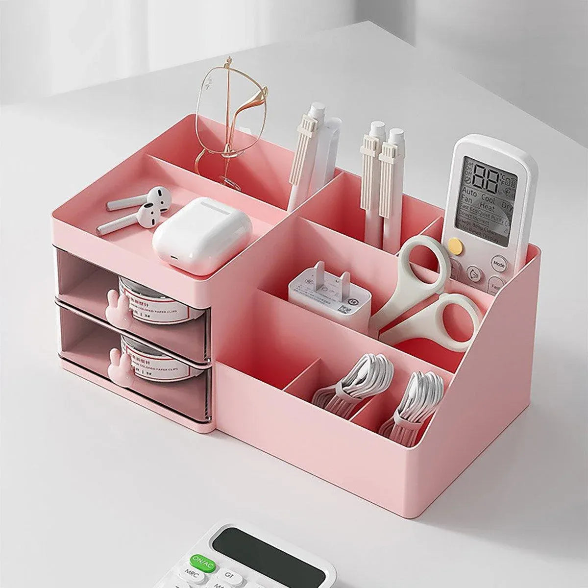 Cartoon Drawer Type Cosmetic Jewelry Storage Box Desktop Student Stationery Box - White