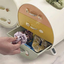 Large Multi-functional Makeup Storage Organizer Rabbit Decor Drawer Cosmetic Box - White