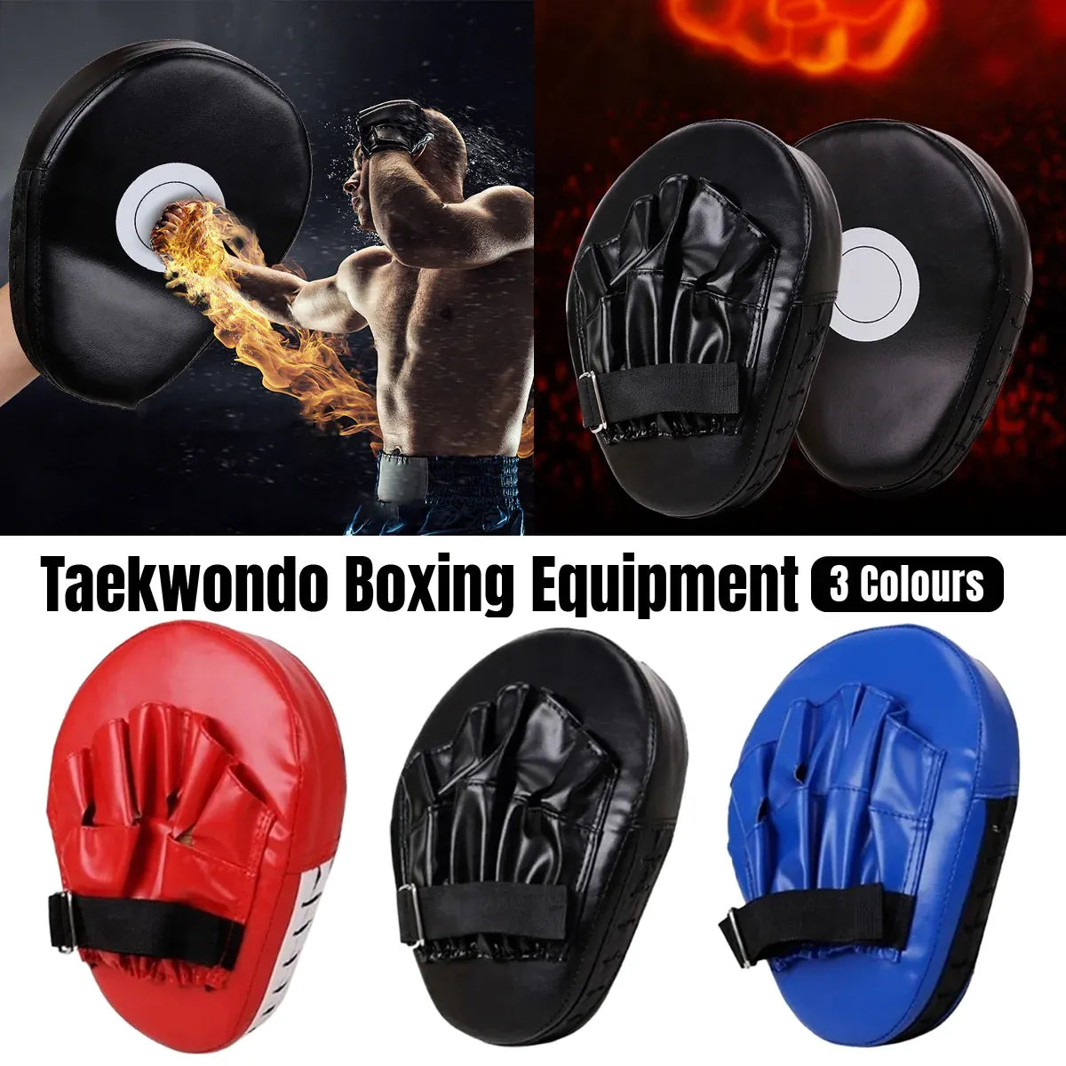 3 Colours Taekwondo Boxing Training Hand Foot Target Arc Pad Muay Thai Equipment - Black