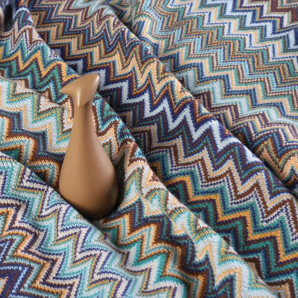 Peacock Blue Houndstooth Bed Runner Decorative Throw for Hotel or Home Bedding - 60x180cm