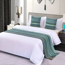 Peacock Blue Houndstooth Bed Runner Decorative Throw for Hotel or Home Bedding - 60x180cm