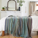 Peacock Blue Houndstooth Bed Runner Decorative Throw for Hotel or Home Bedding - 60x180cm