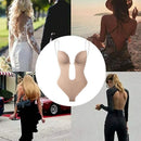 XL Women Deep U Plunge Seamless Push Up Bra Thong Body Shaper Backless Bodysuit - Skin