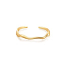 1-Piece Gold-Tone Wavy Open Cuff Bracelet