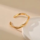 1-Piece Gold-Tone Wavy Open Cuff Bracelet