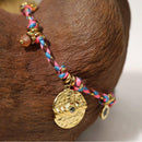 Boho Bracelet Set Women Natural Stone Woven Retro Style Adjustable Layered - Pink