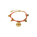 Boho Bracelet Set Women Natural Stone Woven Retro Style Adjustable Layered - Pink