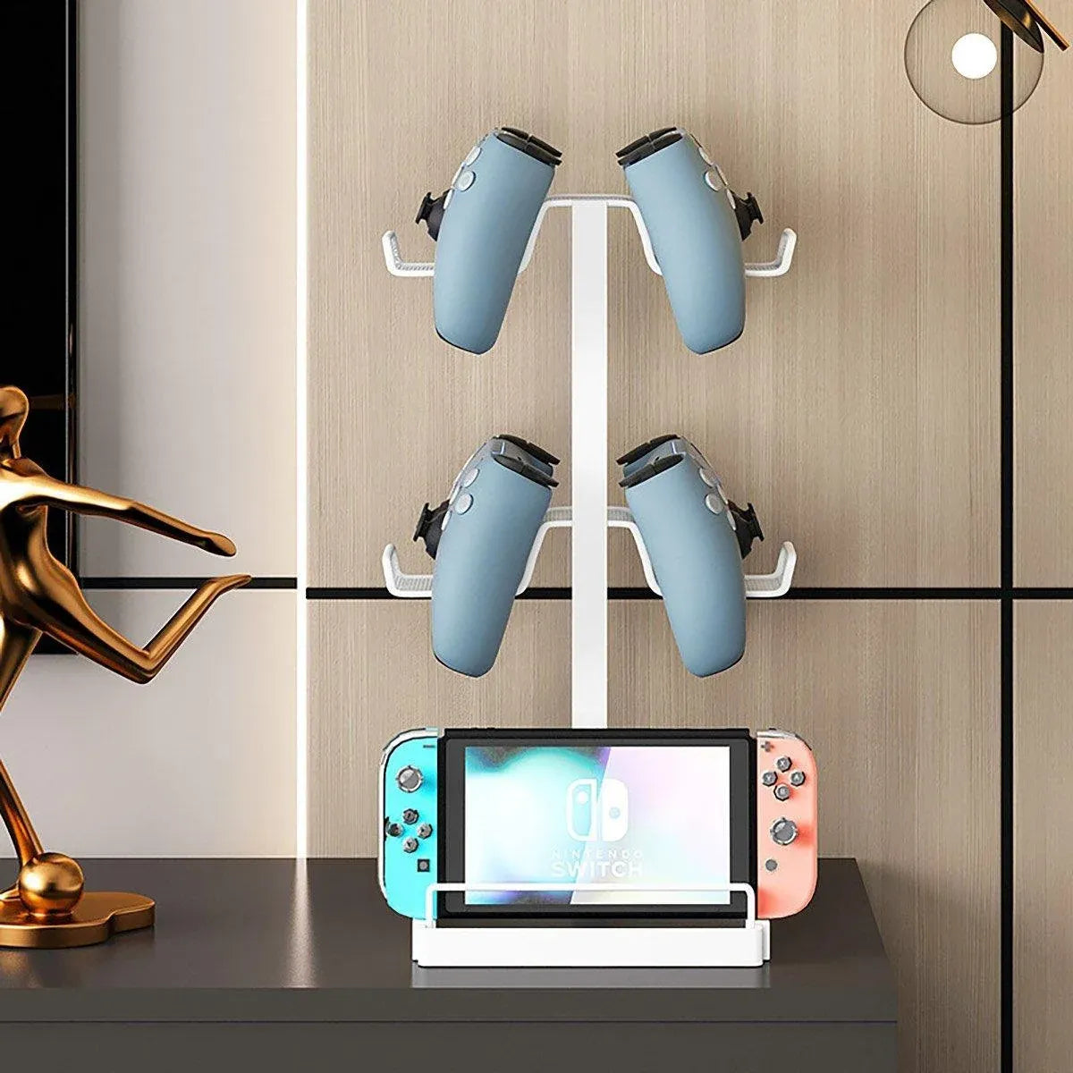 Headphones and Game Controller Holder Stand Desk Bracket for Accessories Display - White