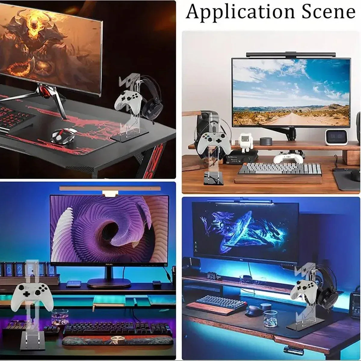 3 Tier Gamepad and Headset Display Stand for Gaming Accessories Organization - White