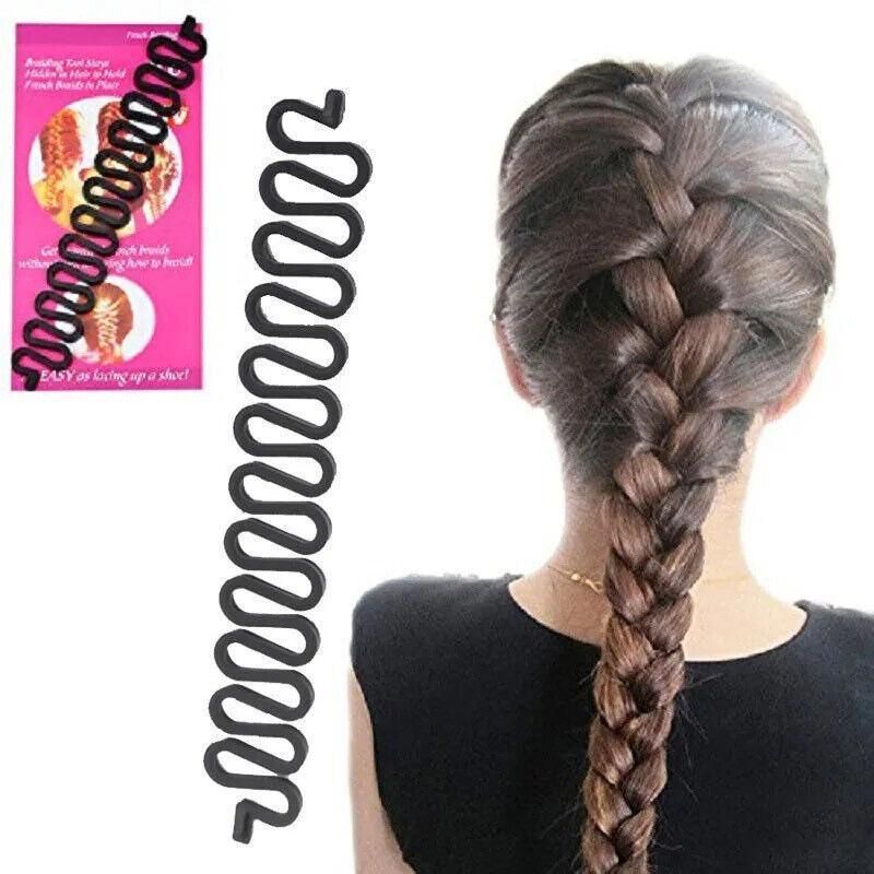 Fish Bone Hair Braiding French Braid Tool Roller Magic Twist Styling Bun Maker - Brown