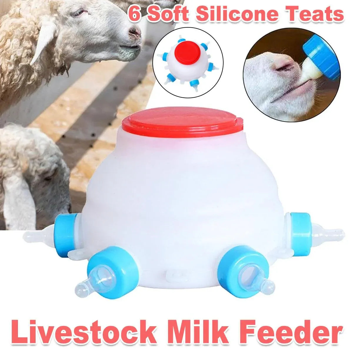 Livestock Puppy Feeder Milk Jug Eating Bucket with 6Spouts Small Capacity Nurser