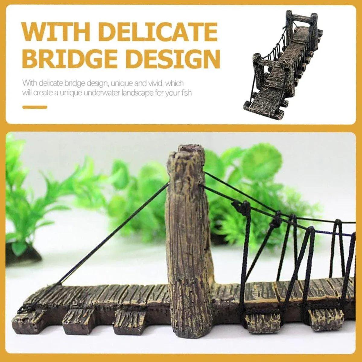 Resin Bridge Aquarium Decoration Fish Tank Accessories Shrimp Tortoise Climbing - Suspension Bridge-M