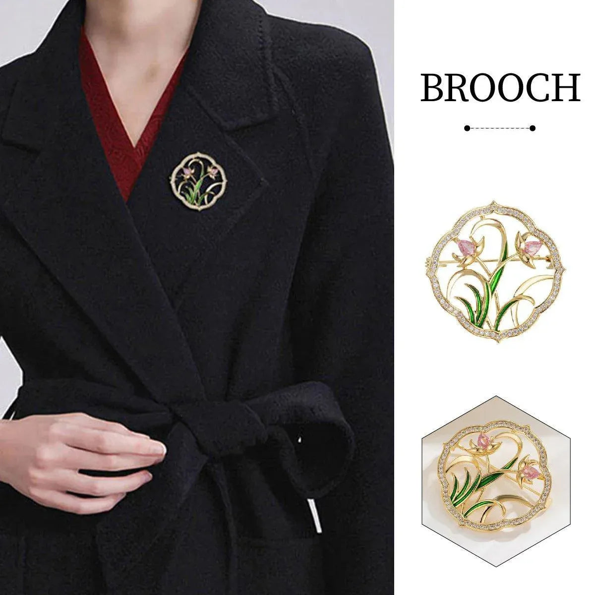 Retro Orchid Brooch Classic Chinese Style Delicate Pin Cheongsam Decoration