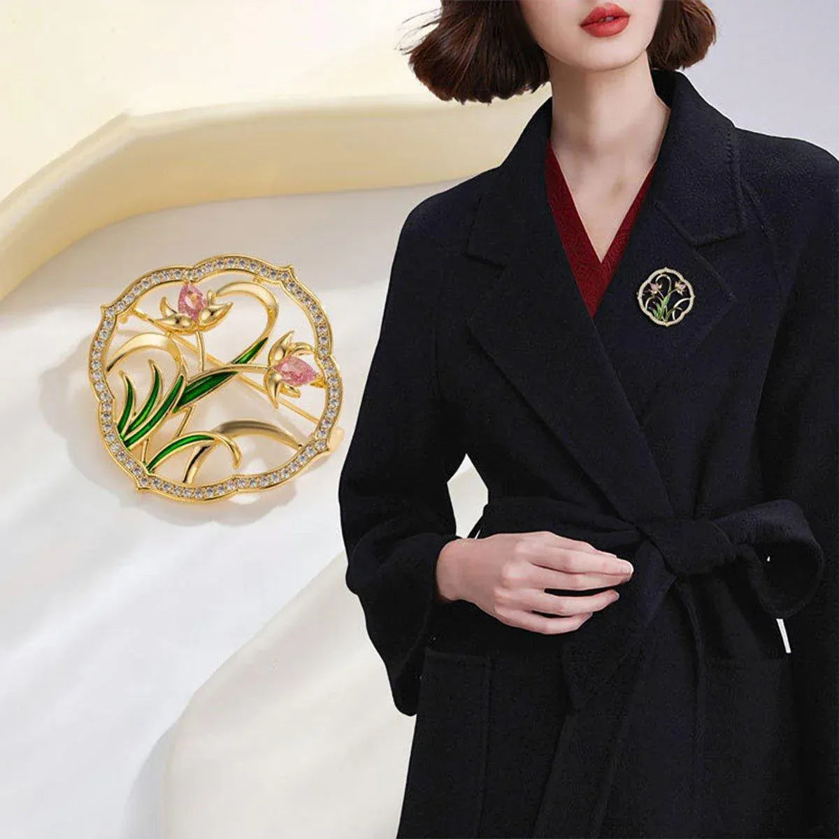 Retro Orchid Brooch Classic Chinese Style Delicate Pin Cheongsam Decoration
