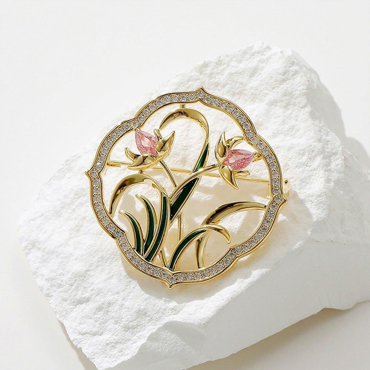 Retro Orchid Brooch Classic Chinese Style Delicate Pin Cheongsam Decoration