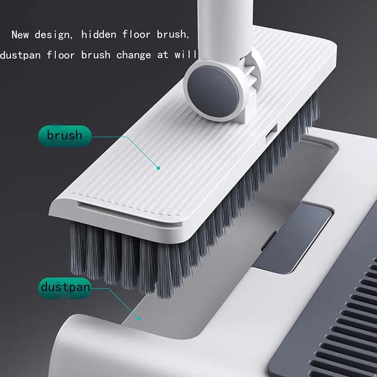 3 in1 Broom Set for Winnowing Brushing Handheld Cleaning Tool Home Kitchen Floor - Grey