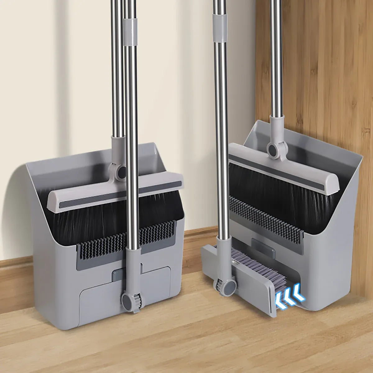 3 in1 Broom Set for Winnowing Brushing Handheld Cleaning Tool Home Kitchen Floor - Grey