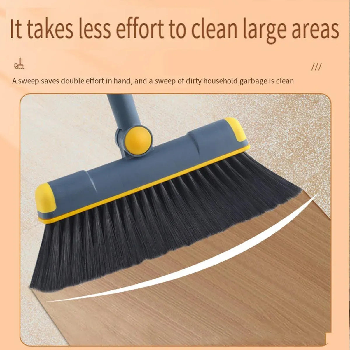 Folding Broom Dustpan Set Rotating Household Sweeping Hair Removal Cleaning Tool - White