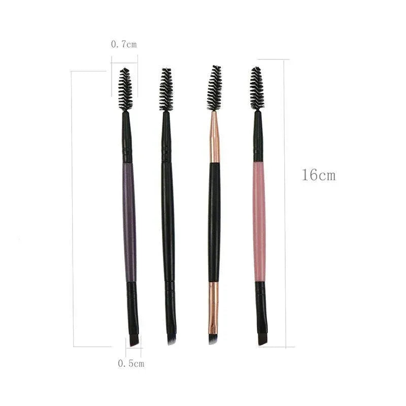 Eyebrow Brush Dual-Ended Duo Brow Eyeliner Angled Cut Spoolie Brush Makeup Tools - Pink