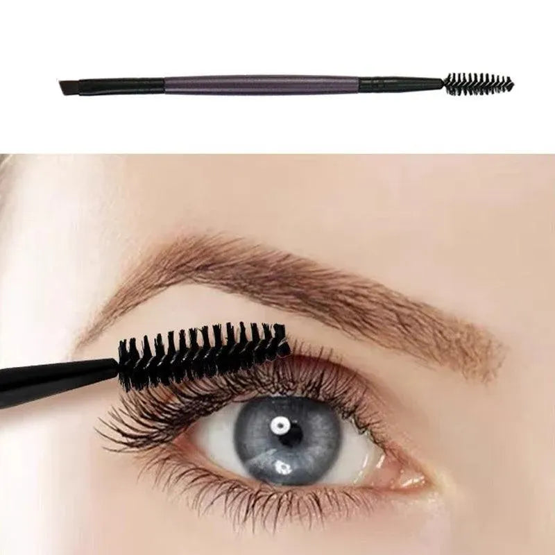 Eyebrow Brush Dual-Ended Duo Brow Eyeliner Angled Cut Spoolie Brush Makeup Tools - Pink