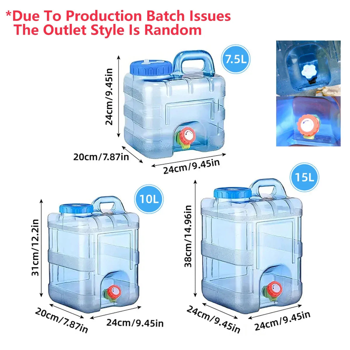 Outdoor Water Bucket Household Storage Car Water Tank Drinking Water Storage - 15L