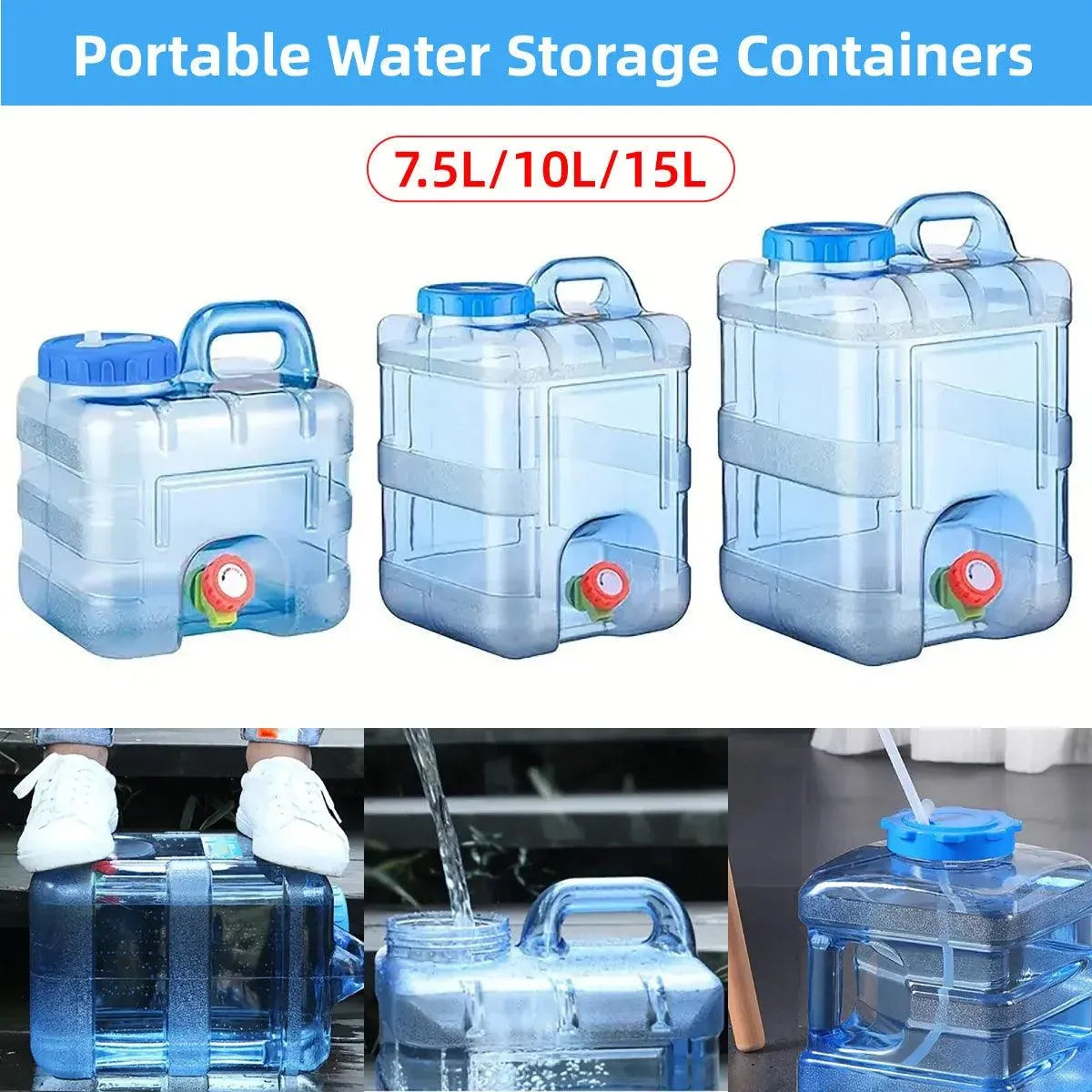 Outdoor Water Bucket Household Storage Car Water Tank Drinking Water Storage - 15L