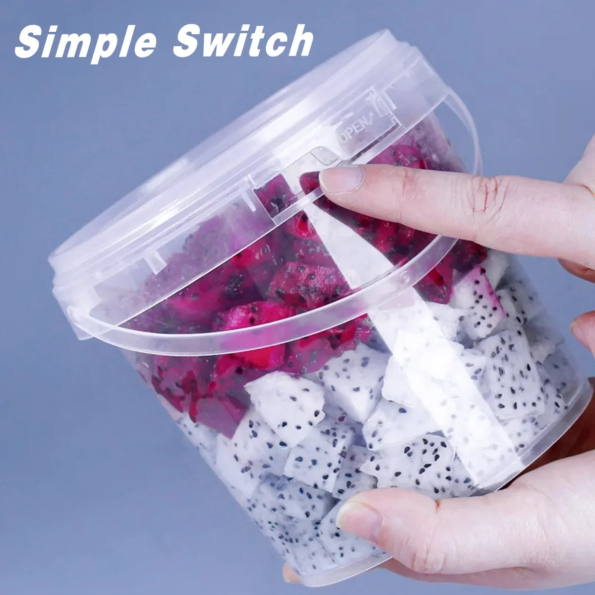 20pcs Plastic Round Bucket with Lid Transparent Portable Storage Gift Container - Round 1000ml