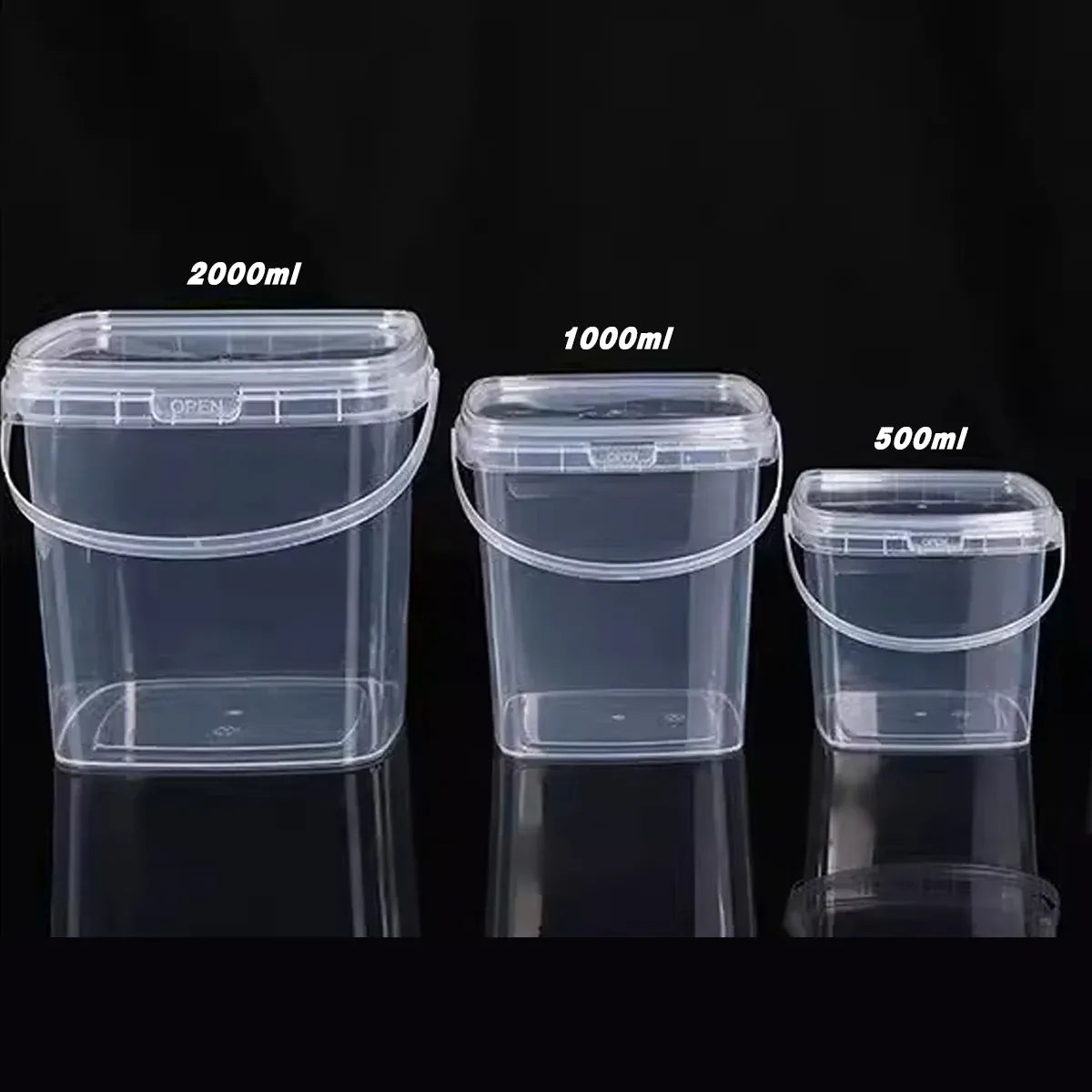 20pcs Plastic Round Bucket with Lid Transparent Portable Storage Gift Container - Round 1000ml