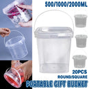 20pcs Plastic Round Bucket with Lid Transparent Portable Storage Gift Container - Round 1000ml