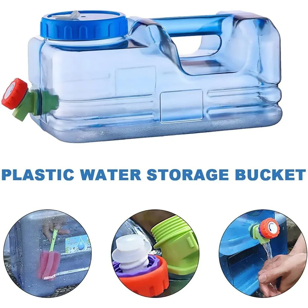 Outdoor Square Water Storage Bucket With Tap For Travel Camping Drinking Use - 10L