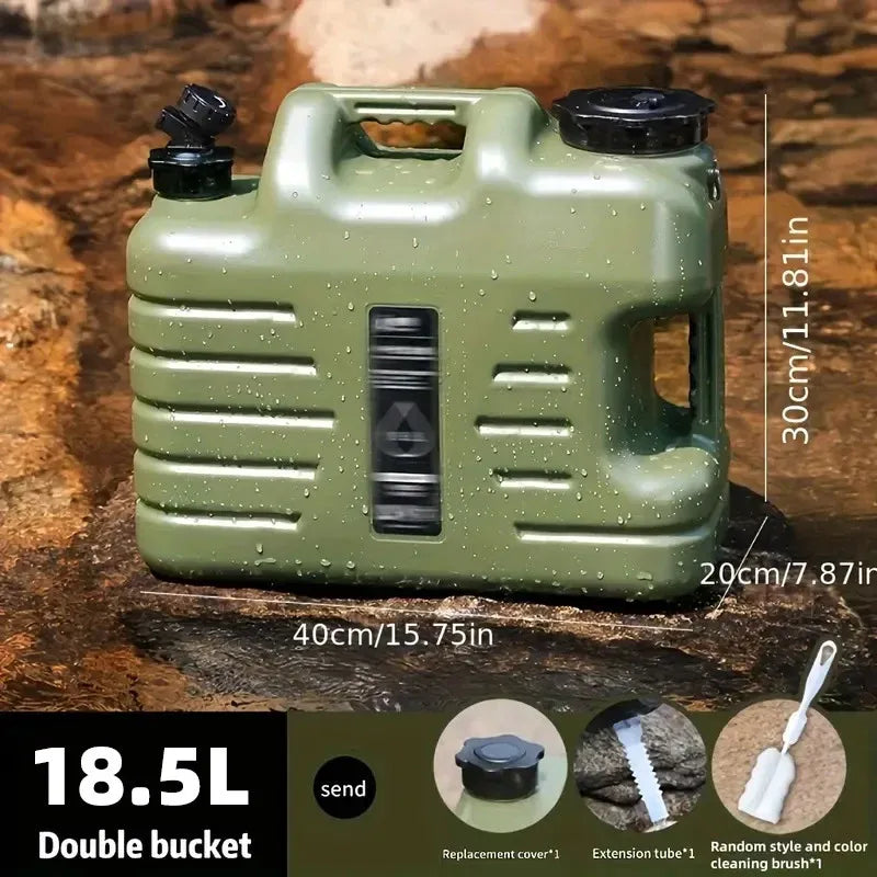Outdoor Camping Water Storage Bucket with Faucet Portable Square Drinking Tank - 11L
