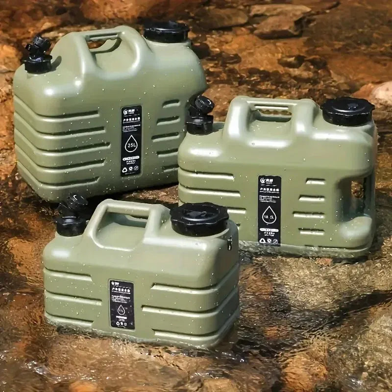 Outdoor Camping Water Storage Bucket with Faucet Portable Square Drinking Tank - 12L