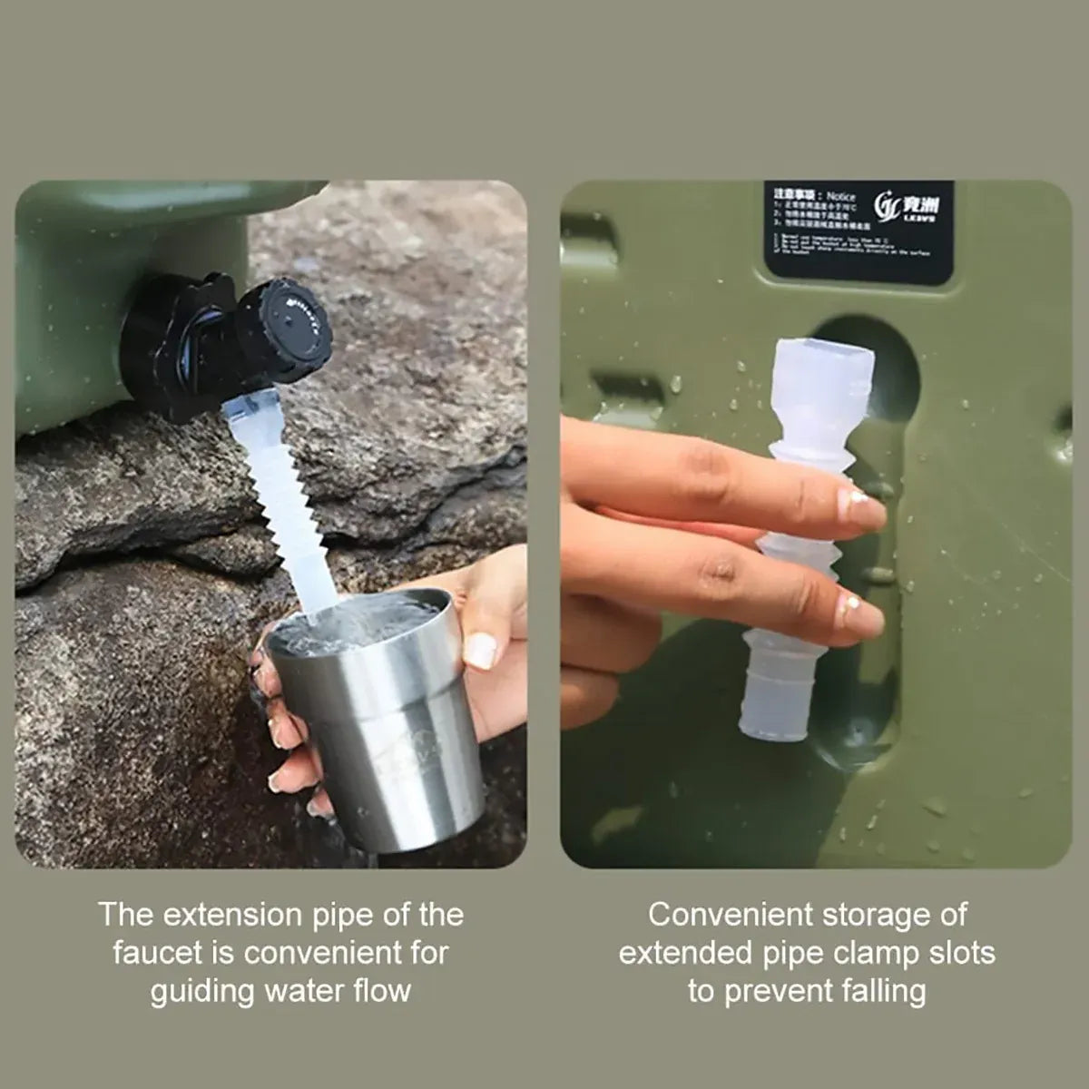 Outdoor Camping Water Storage Bucket with Faucet Portable Square Drinking Tank - 12L