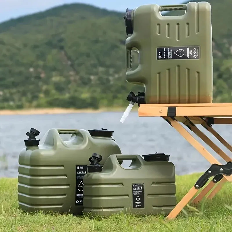 Outdoor Camping Water Storage Bucket with Faucet Portable Square Drinking Tank - 18L