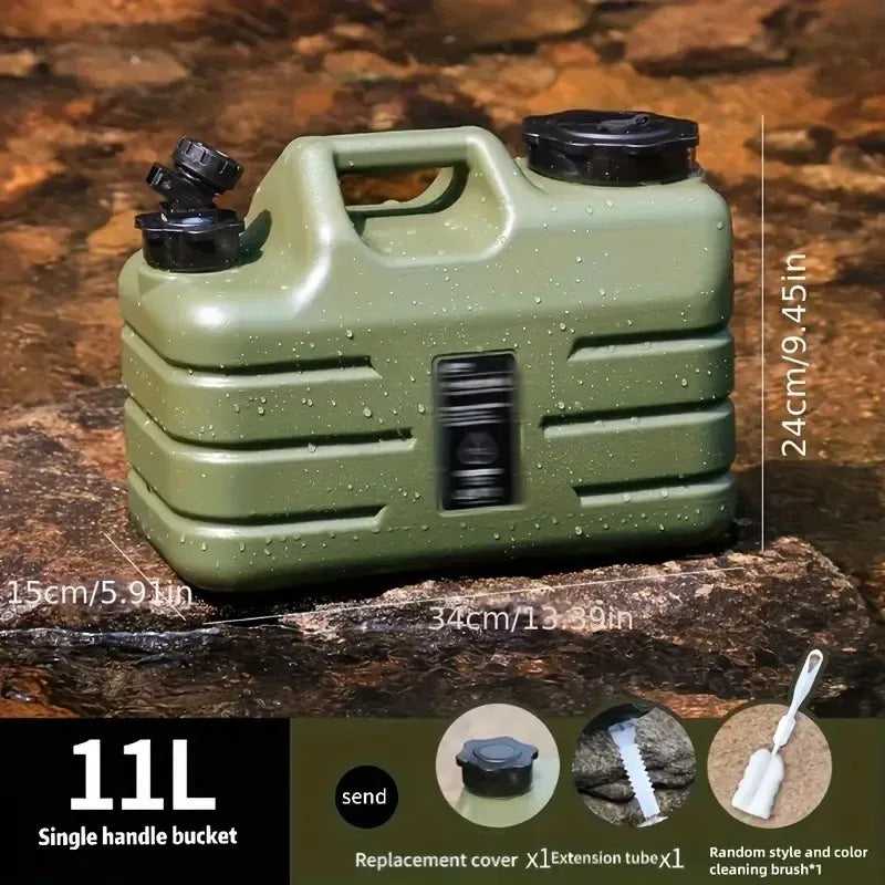 Outdoor Camping Water Storage Bucket with Faucet Portable Square Drinking Tank - 18L