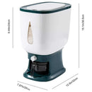 10kg Rice Storage Bucket Household Metering Rice Container Large Capacity - Green