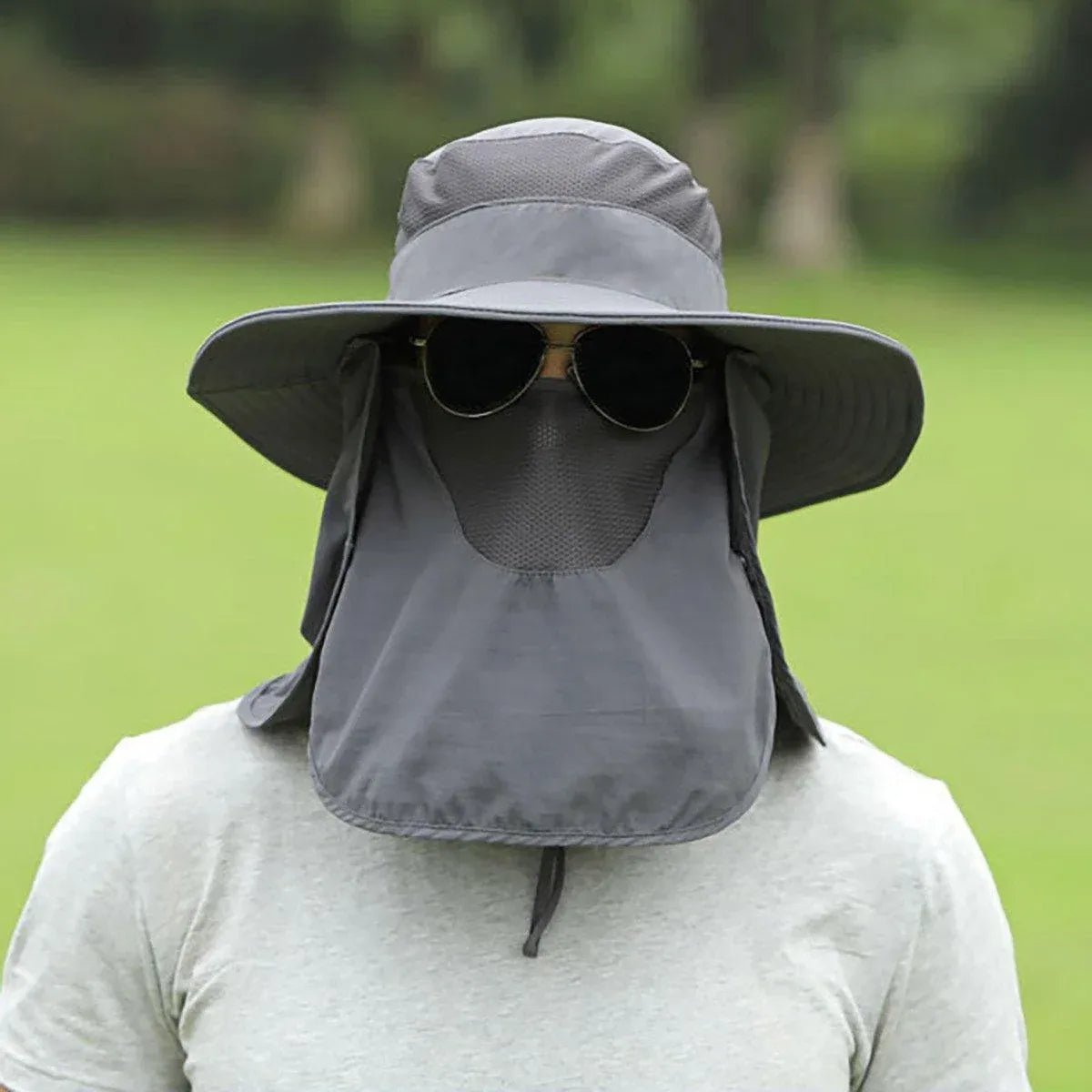 2PCS Outdoor Fisherman Hat Men Women Sun Protection Fishing Cap Bucket Hat - Navy