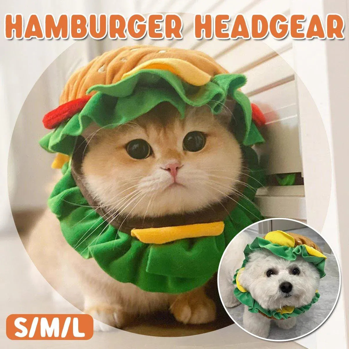 Cute Pet Hamburger Headgear Headdress for Dogs Cats Fun Costume Pet Accessory - Medium