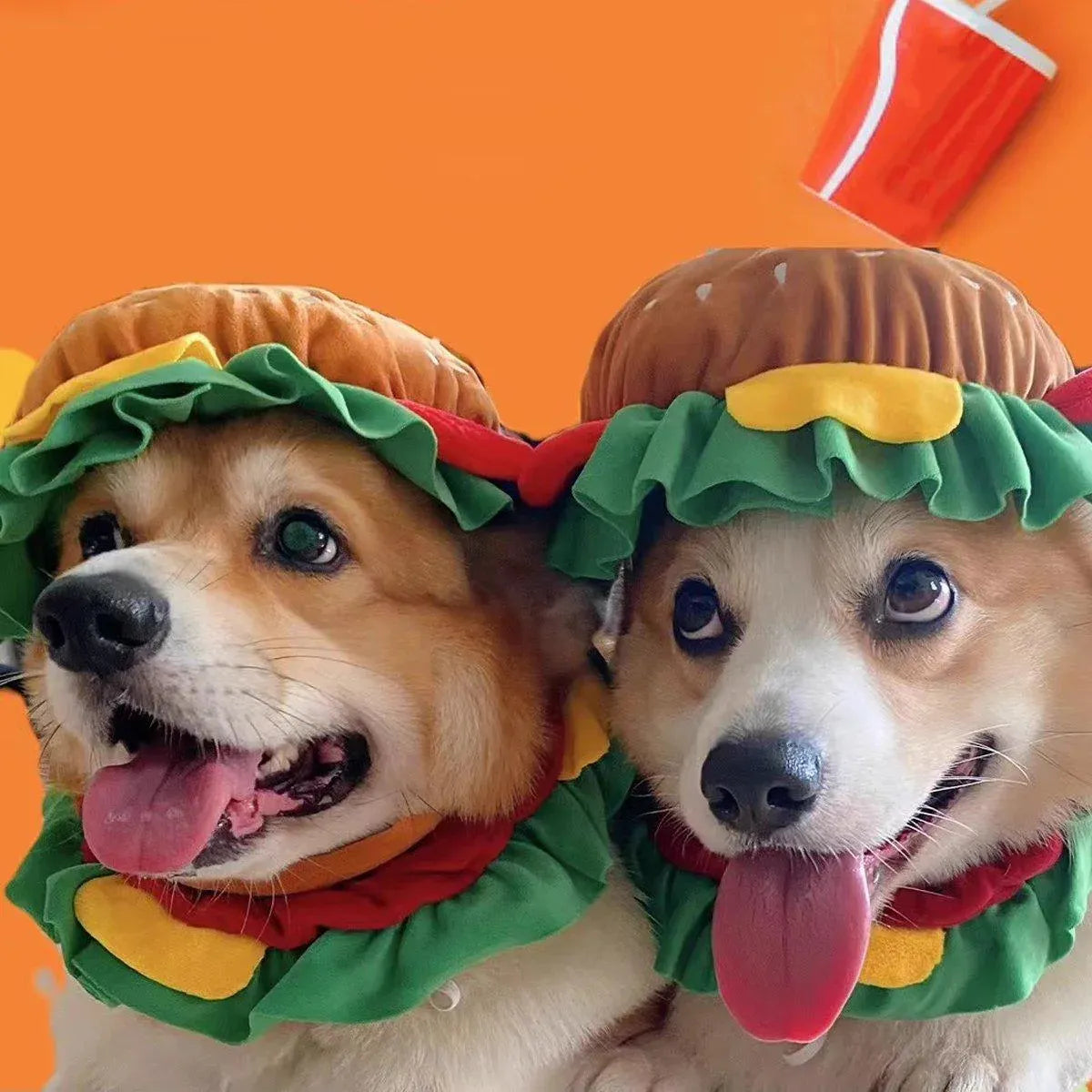 Cute Pet Hamburger Headgear Headdress for Dogs Cats Fun Costume Pet Accessory - Medium