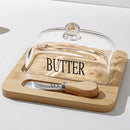 Butter Dish Glass Lid Cheese Cake Dessert Box Storage Container Kitchen Table