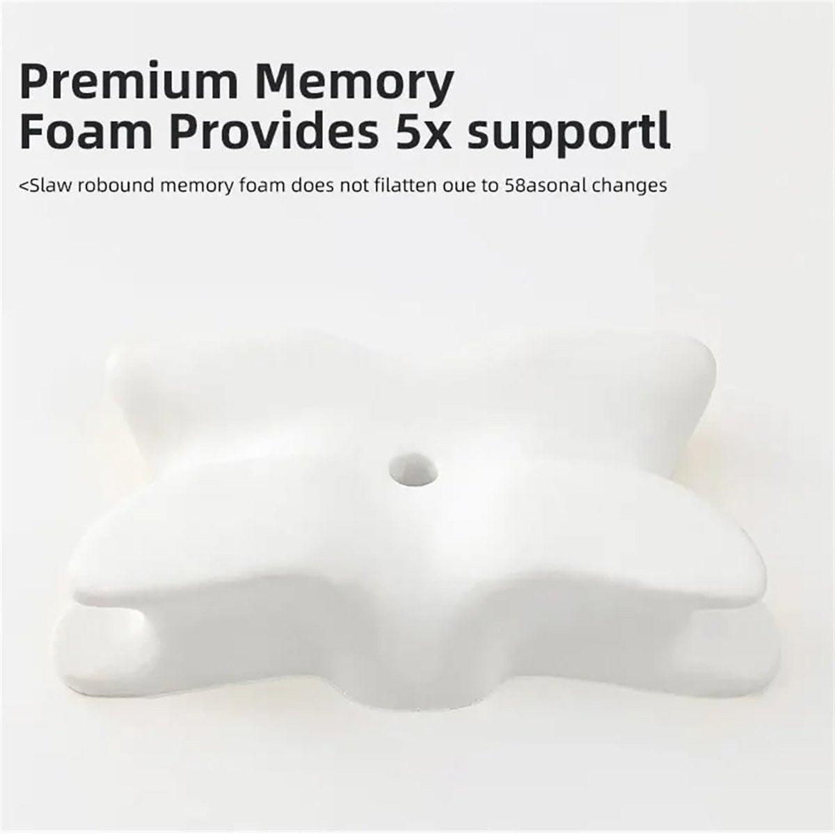 Memory Foam Butterfly Pillow Neck Support Slow Rebound Cervical Pillow - Light Grey