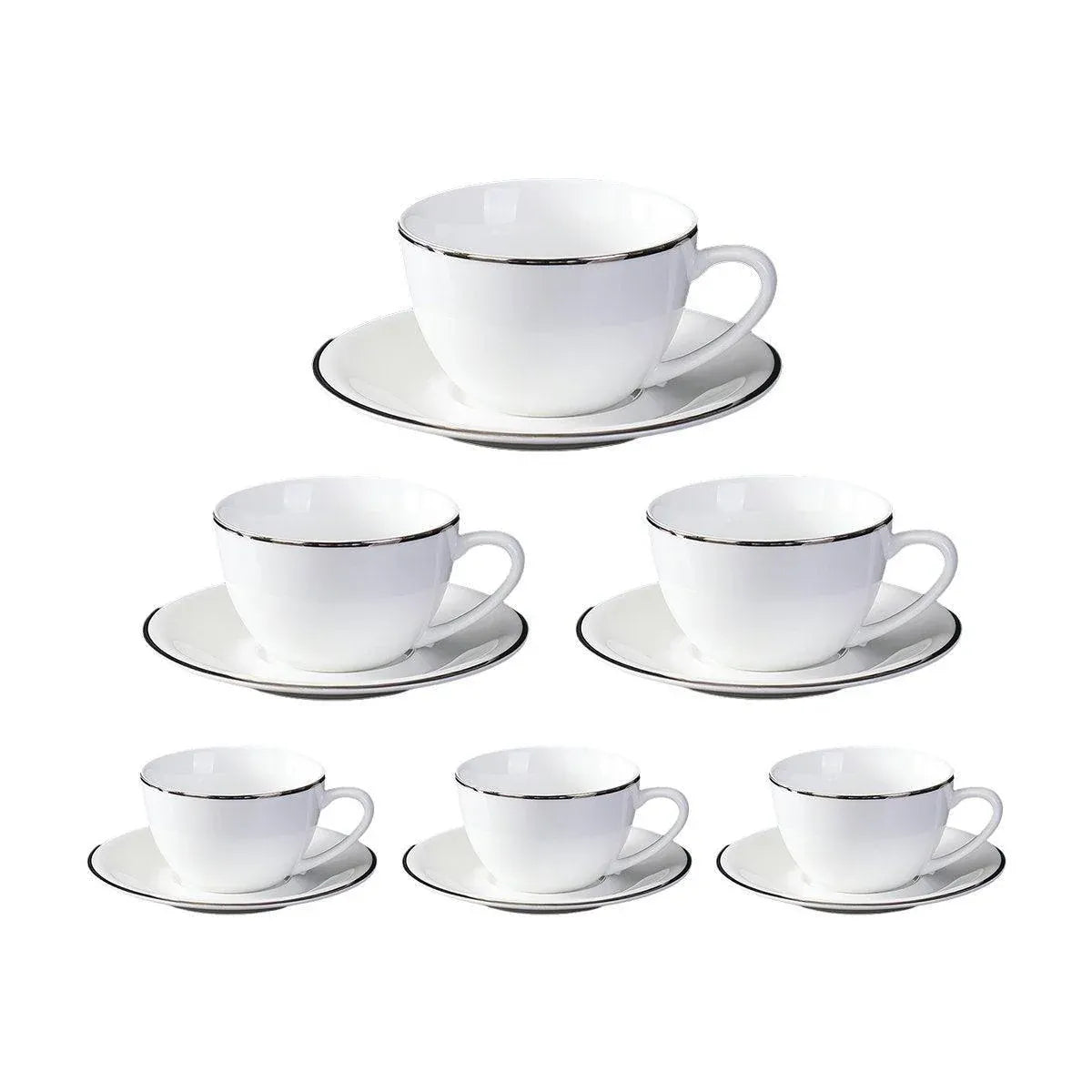 6PCS Ceramic Coffee Cup and Saucer Set Apricot Tea Cup with Ear Hotel Coffee Cup - 160ml
