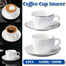 6PCS Ceramic Coffee Cup and Saucer Set Apricot Tea Cup with Ear Hotel Coffee Cup - 160ml