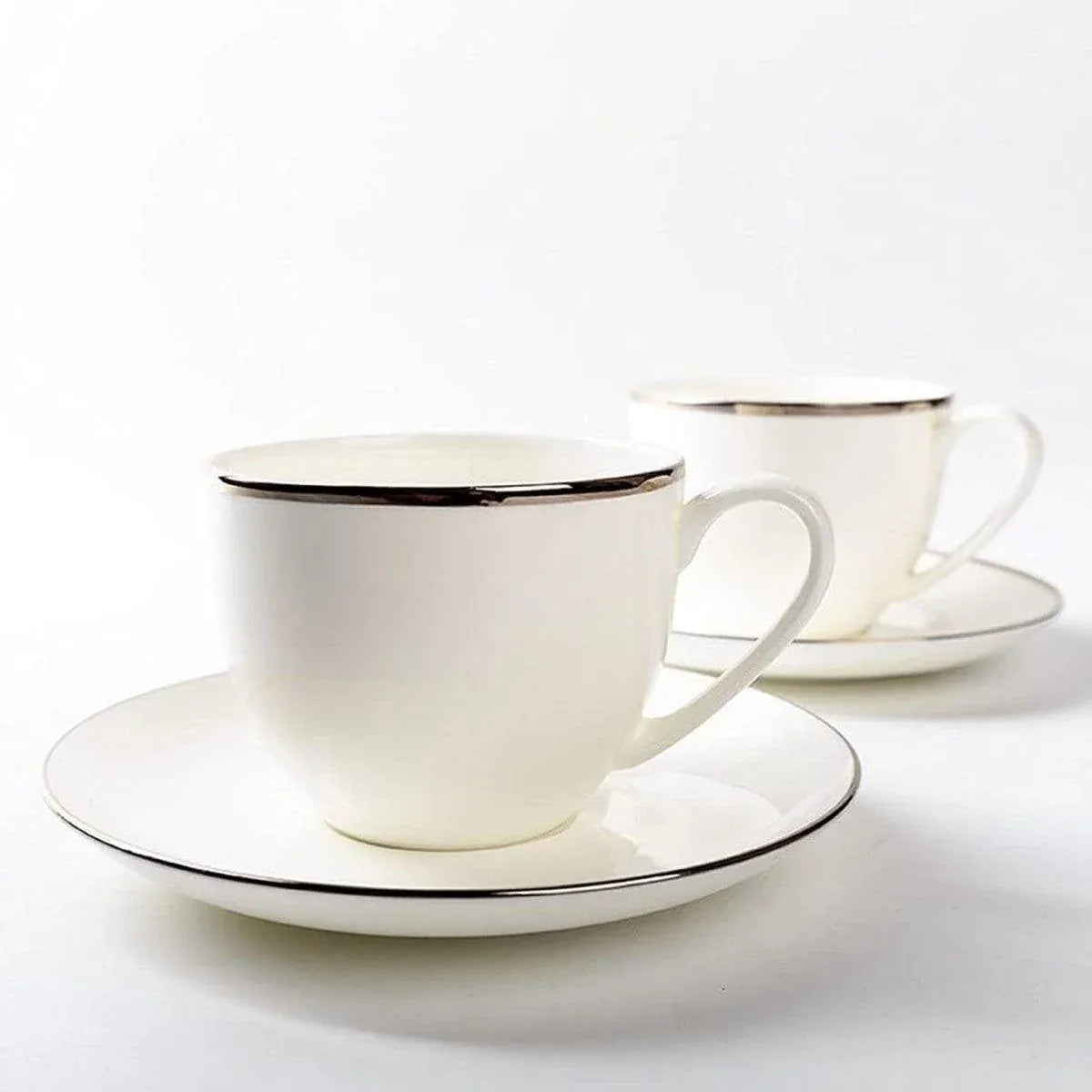 6PCS Ceramic Coffee Cup and Saucer Set Apricot Tea Cup with Ear Hotel Coffee Cup - 160ml